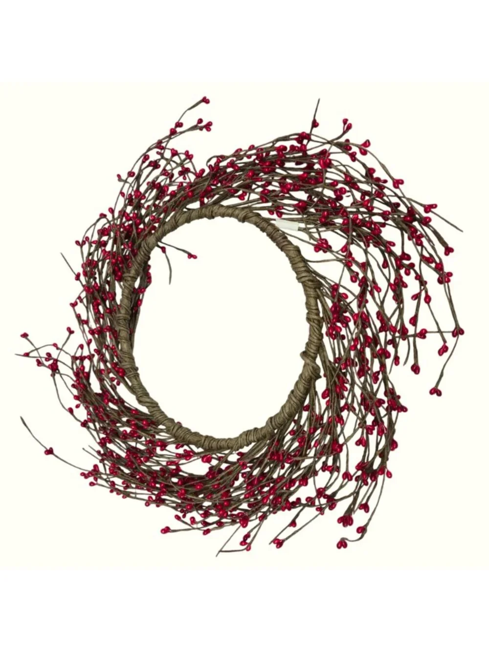Red Pip Berry Wreath Candle Ring Rustic Christmas Decor 13